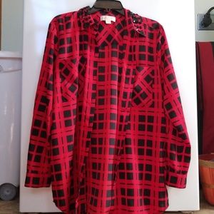 Flannel style jeweled tunic